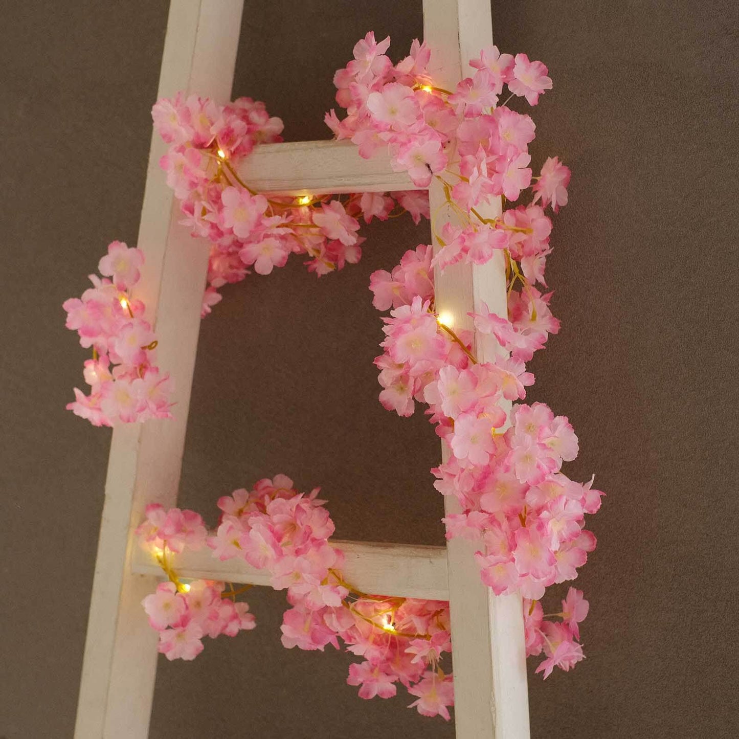 20 LED Garland Fairy String Lights Cherry Blossom Design Pink Warm White - Battery Operated Party DÃ©cor 6ft