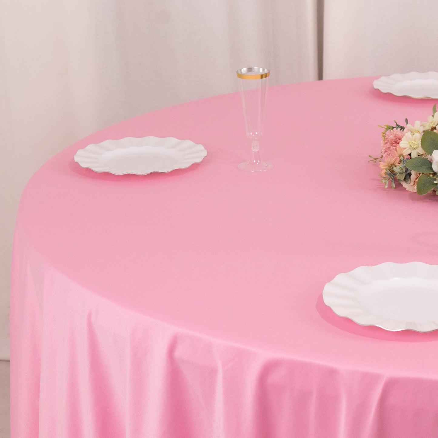 Scuba Round 108" Tablecloth Pink - Wrinkle Free & Stain Resistant Table Cover
