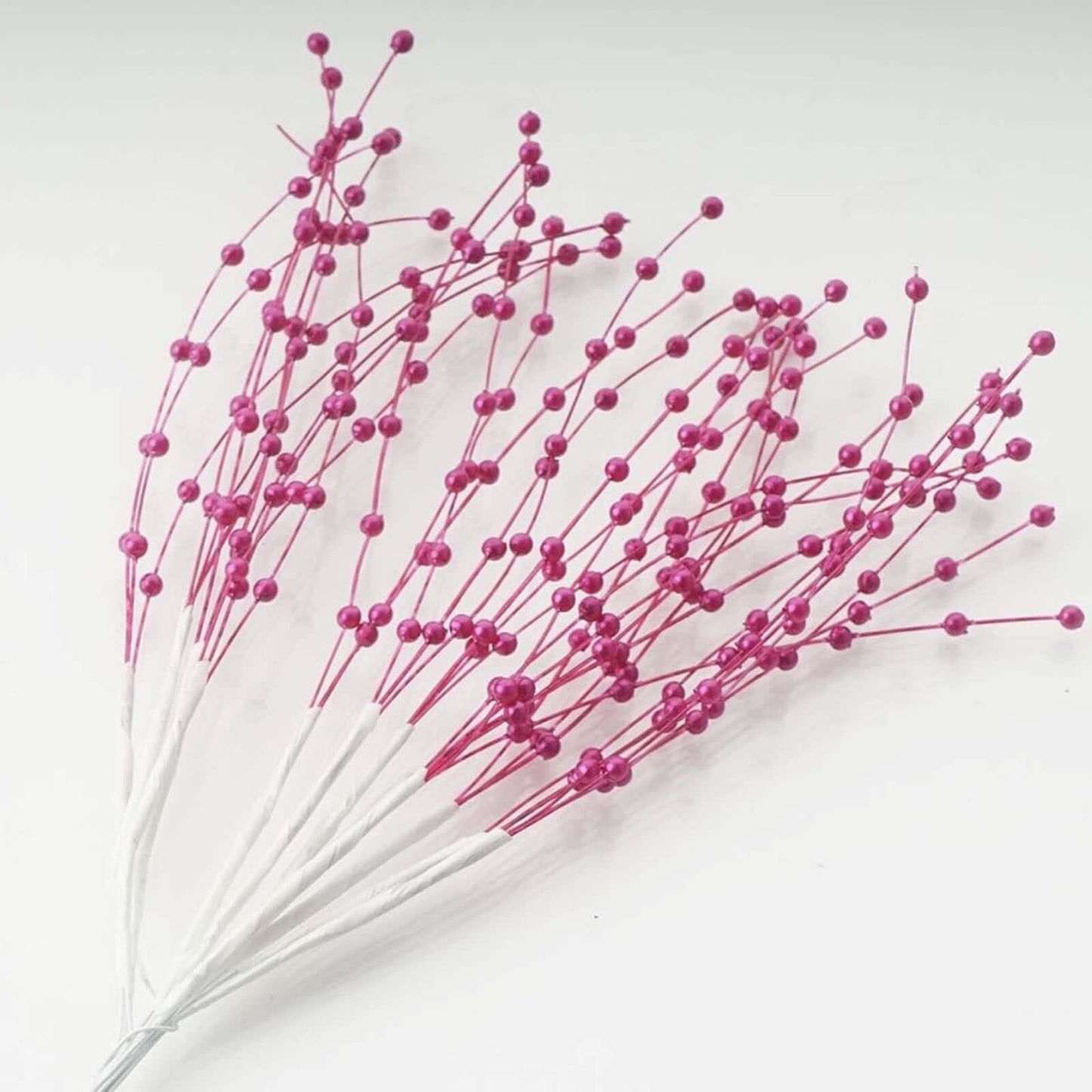 12 Bunches Faux Pearl Bead Spray Vase Fillers in Burgundy - Lustrous DIY Craft Beads 7"