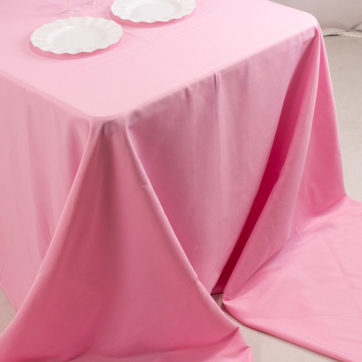 Premium Polyester 90"x156" Rectangle Tablecloth Pink - Seamless 220GSM Stain-Resistant Table Cover