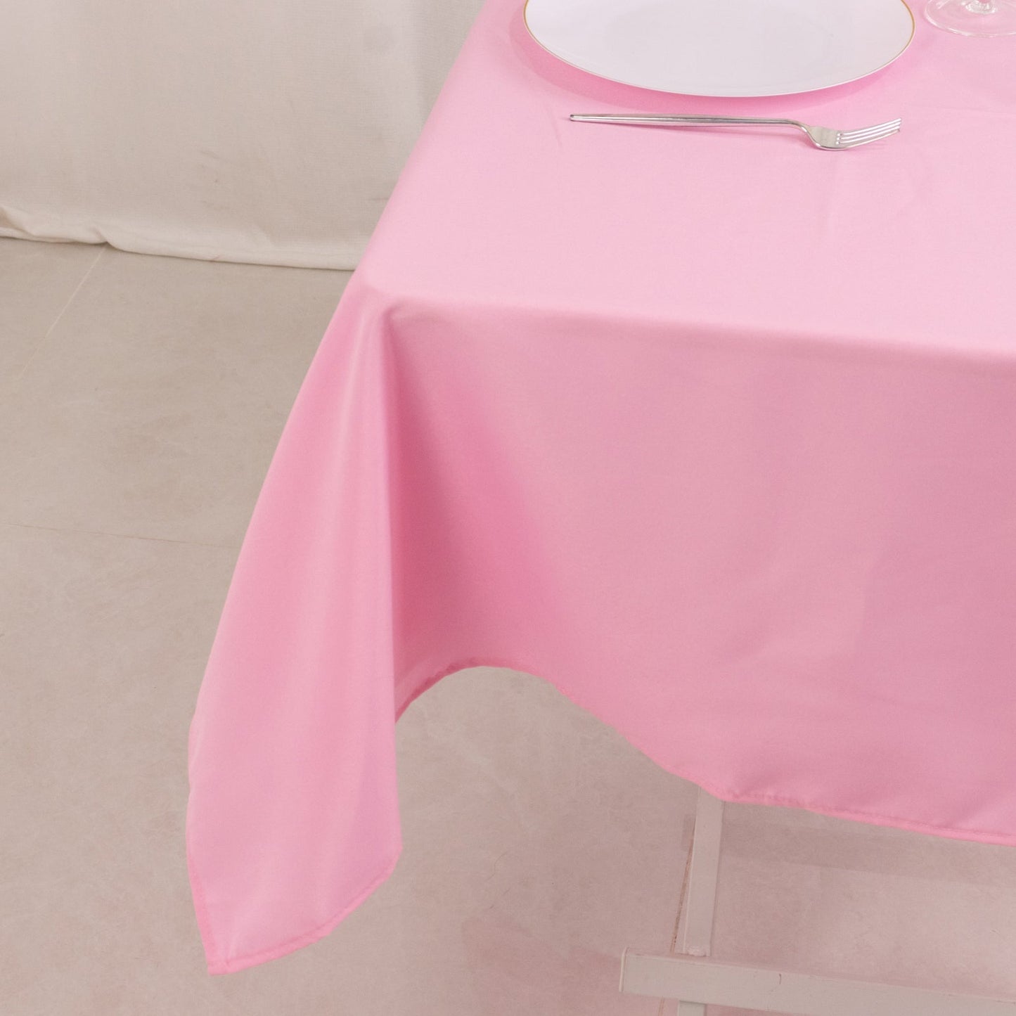 Premium Polyester 54"x54" Square Tablecloth Pink - Stain and Wrinkle-Resistant 220GSM Table Cover