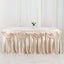 Satin 14ft Table Skirt Beige - Pleated Double Drape Table Cover