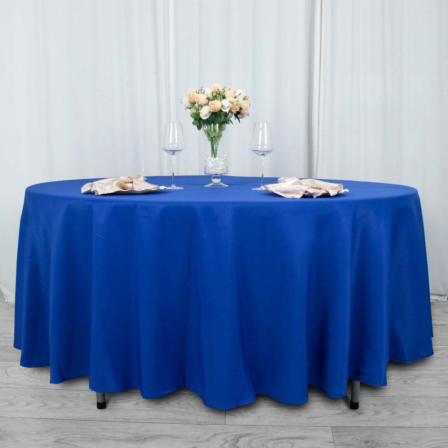 Premium Polyester 108" Round Tablecloth Royal Blue - Wrinkle-Resistant 220GSM Table Cover