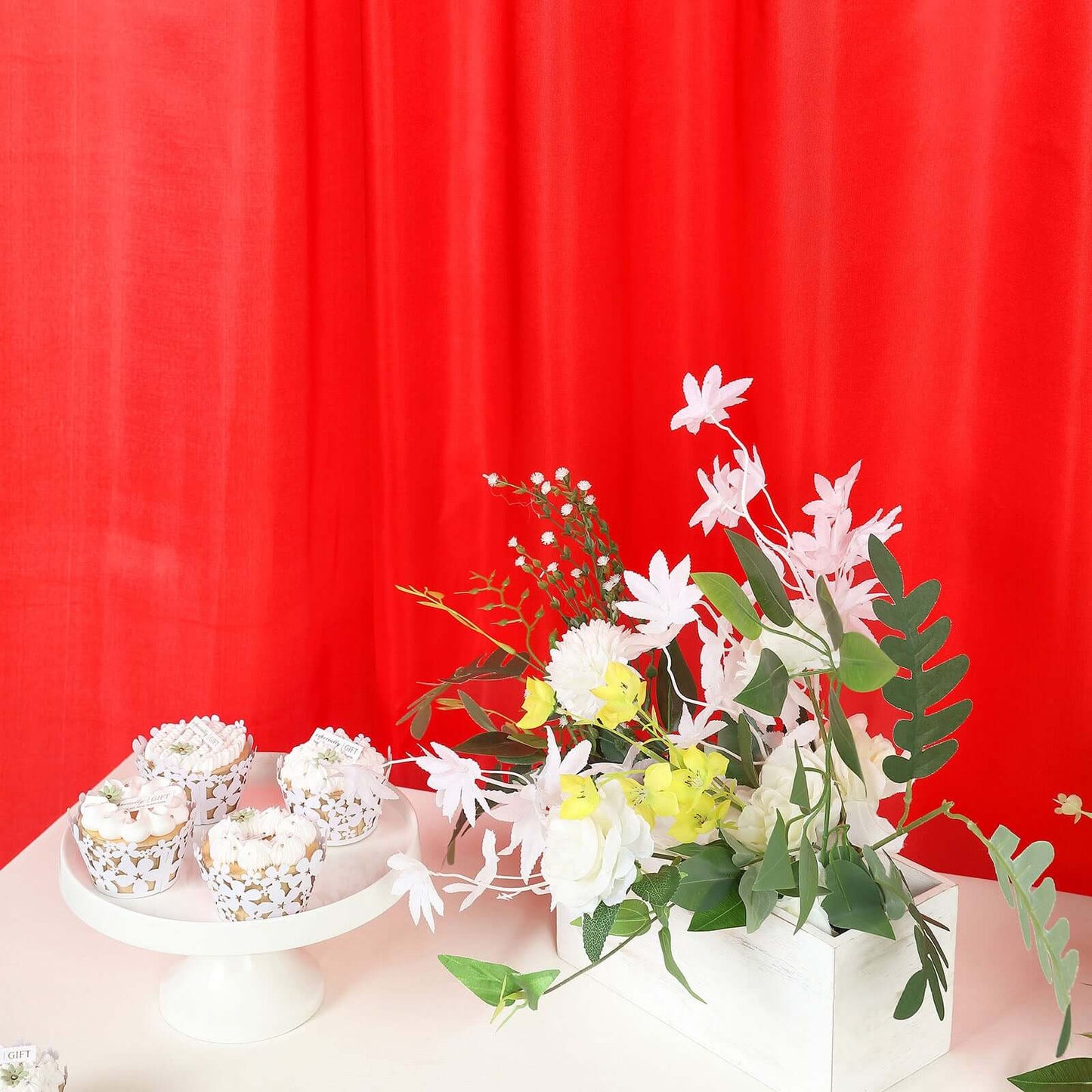 8ftx10ft Red Satin Event Curtain Drapes, Backdrop Event Panel