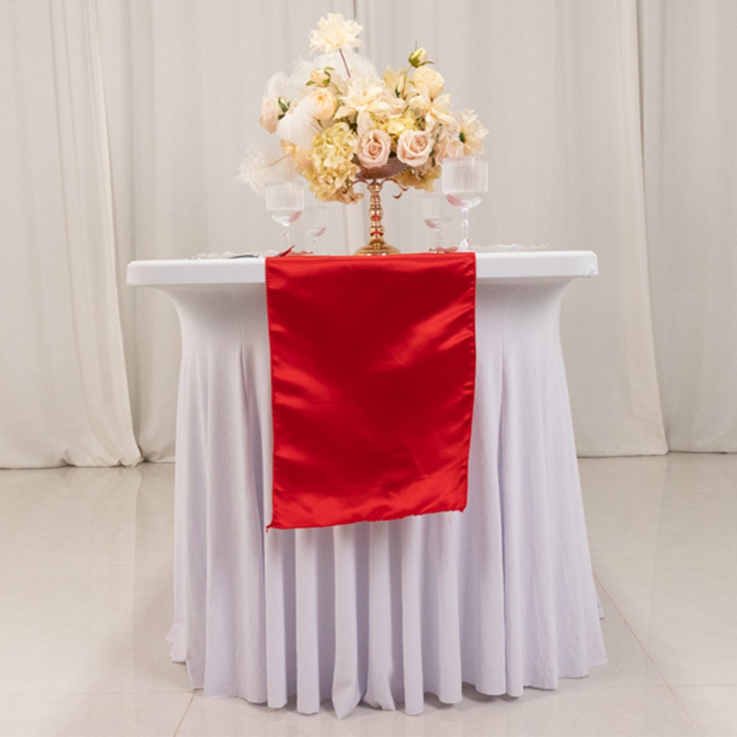 Lamour Satin 12"x108" Table Runner Red - Smooth & Lustrous Finish