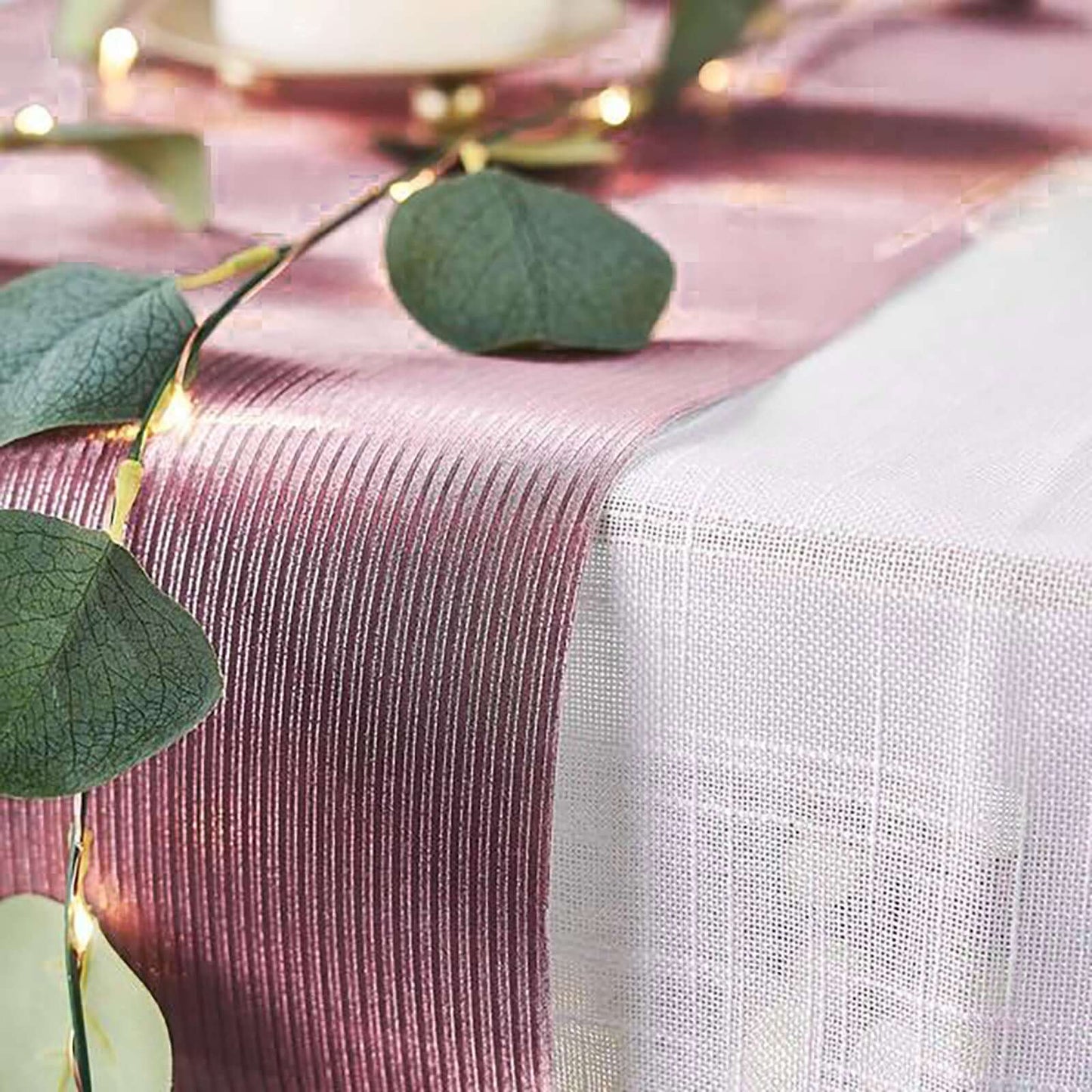 Glitter Paper 9ft Table Runner Roll Rose Gold Disposable Ridge Pattern Table Decor