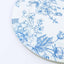 6-Pack Acrylic Round Charger Plates 13" in White with Light Blue Floral French Toile Pattern, Decorative Dinner Party Charger Tableware