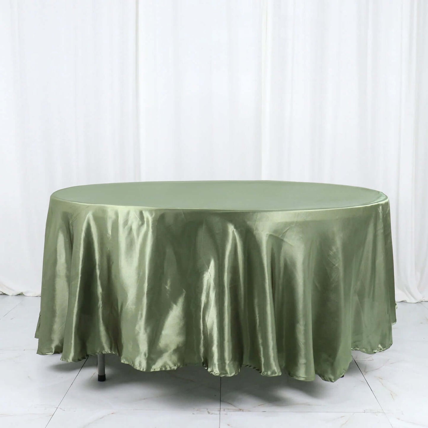 Satin 108" Round Tablecloth Dusty Sage Green - Smooth and Lustrous Table Cover