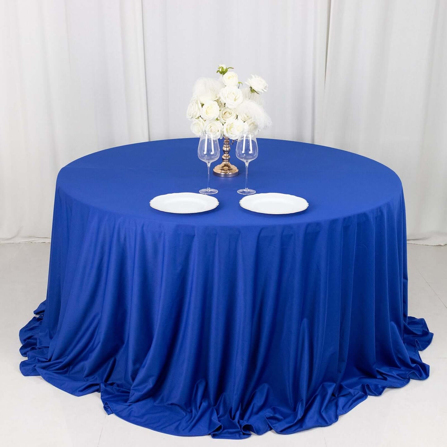 Scuba Round 132" Tablecloth Royal Blue - Wrinkle Free & Stain Resistant Seamless Table Cover