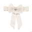5 Pack Satin Faux Leather Chair Sashes Ivory - Durable Double Sided Pre-tied Bow Tie Chair Bands with Diamond Rhinestone Buckles