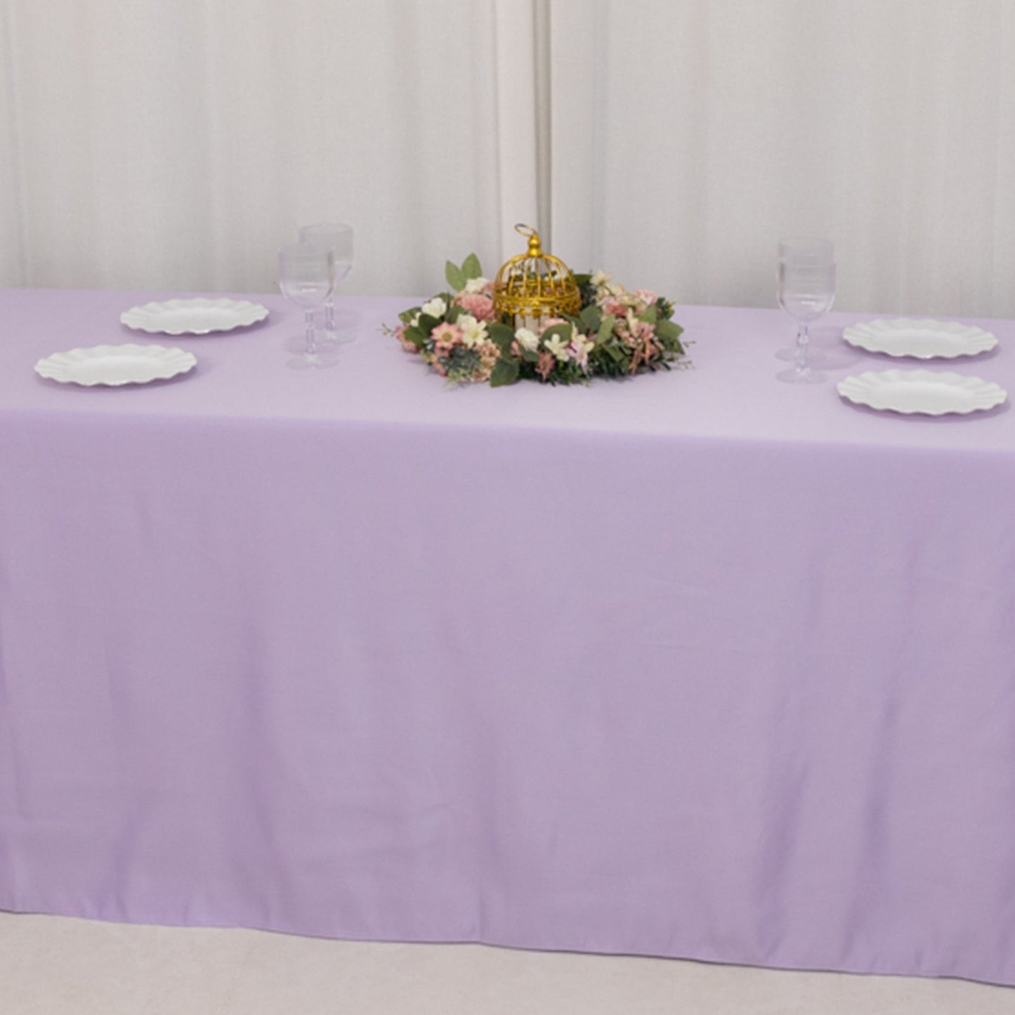 Lamour Satin 90"x156" Rectangle Tablecloth Lavender Lilac - Luxurious, Soft Seamless Table Cover