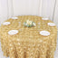 Satin 120" Round Tablecloth Champagne - Grandiose 3D Rosette with Seamless Finish Table Cover