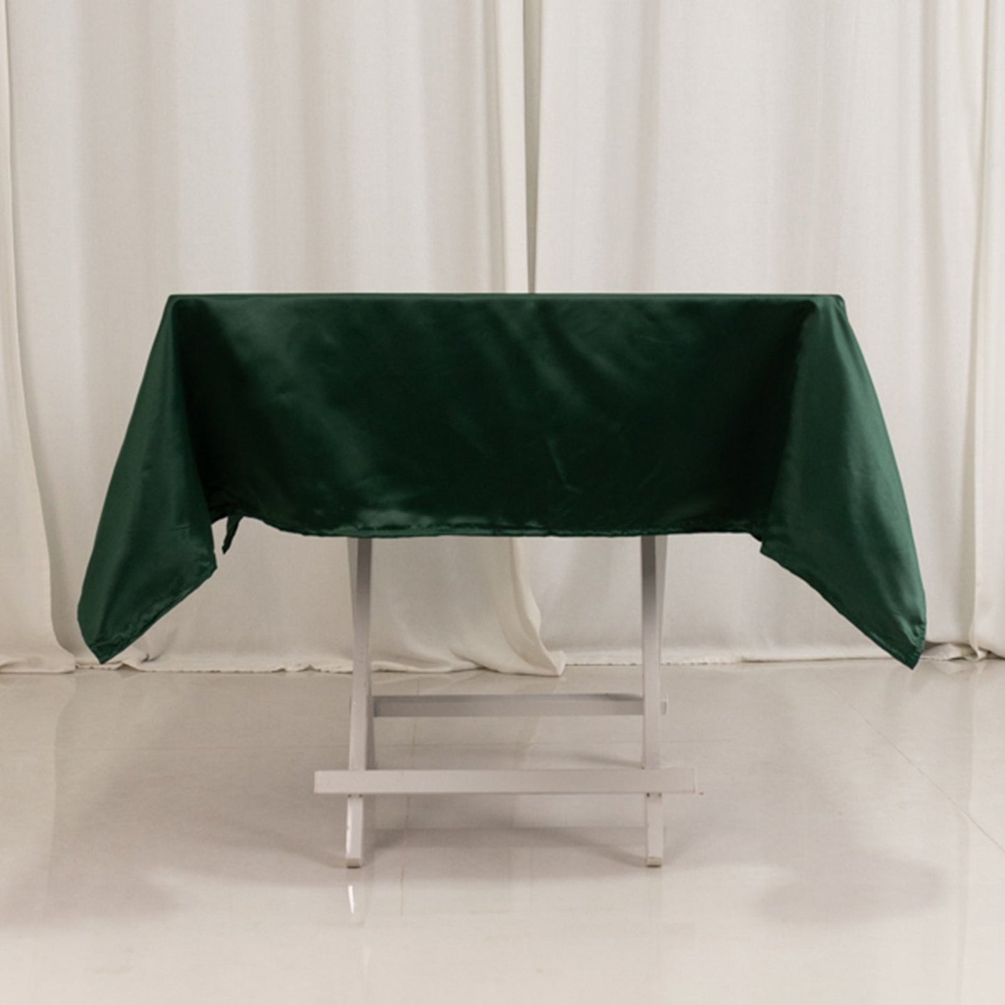 Lamour Satin 54"x54" Square Tablecloth Hunter Emerald Green - Durable & Silk-Like Table Cover