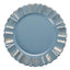 6-Pack Acrylic Plastic Round Charger Plates 13" in Dusty Blue with Gold Brushed Wavy Scalloped Rim, Decorative Dinner Party Charger Tableware