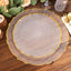 10-Pack Plastic 10" Round Dinner Plates in Clear Sunflower with Gold Scalloped Rim - Disposable Party Plates for Classy Events & Banquets