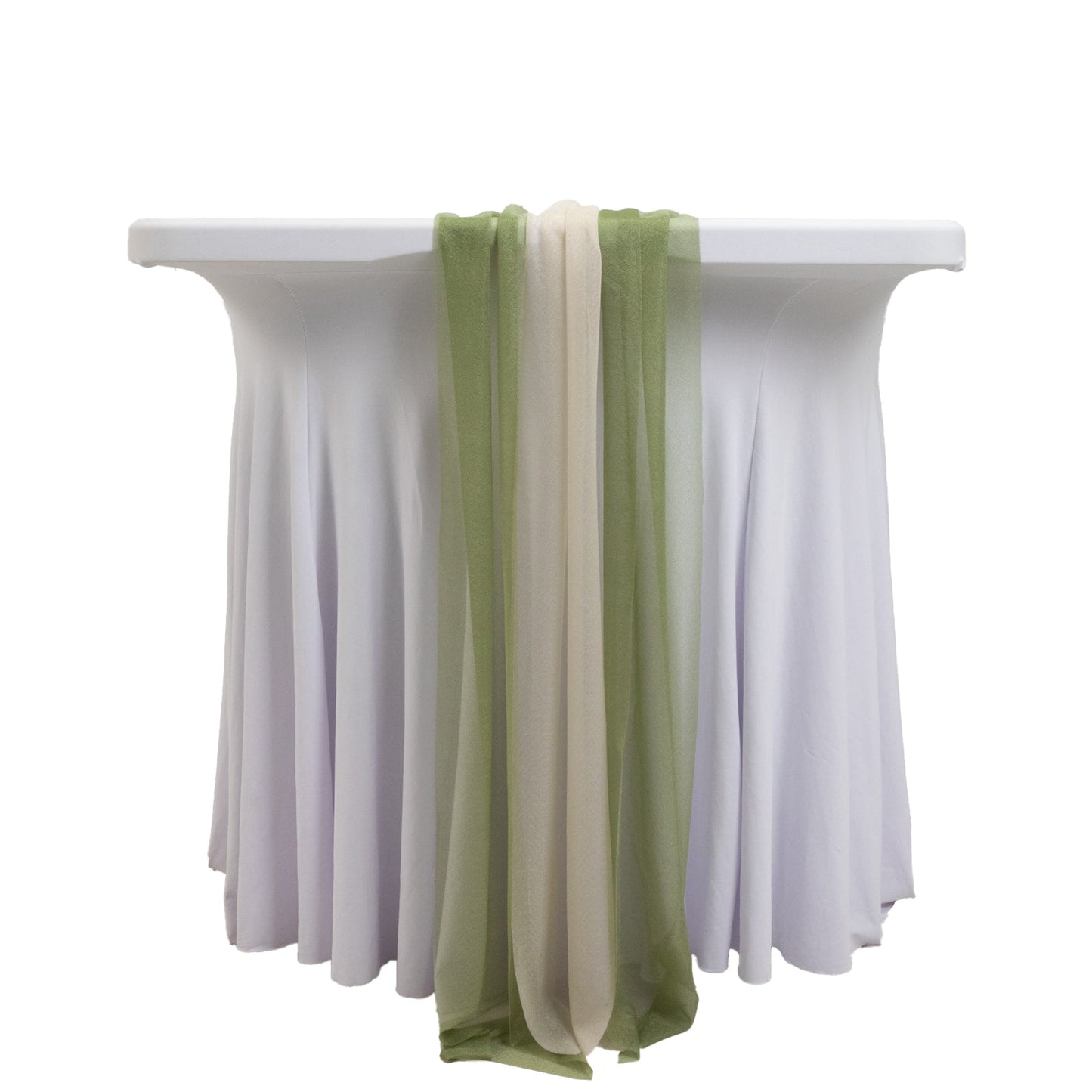20-Pack 9ft Sheer Table Runners â€“ Dusty Sage Green/Beige Shimmer Sheer Drapes, Wrinkle-Free
