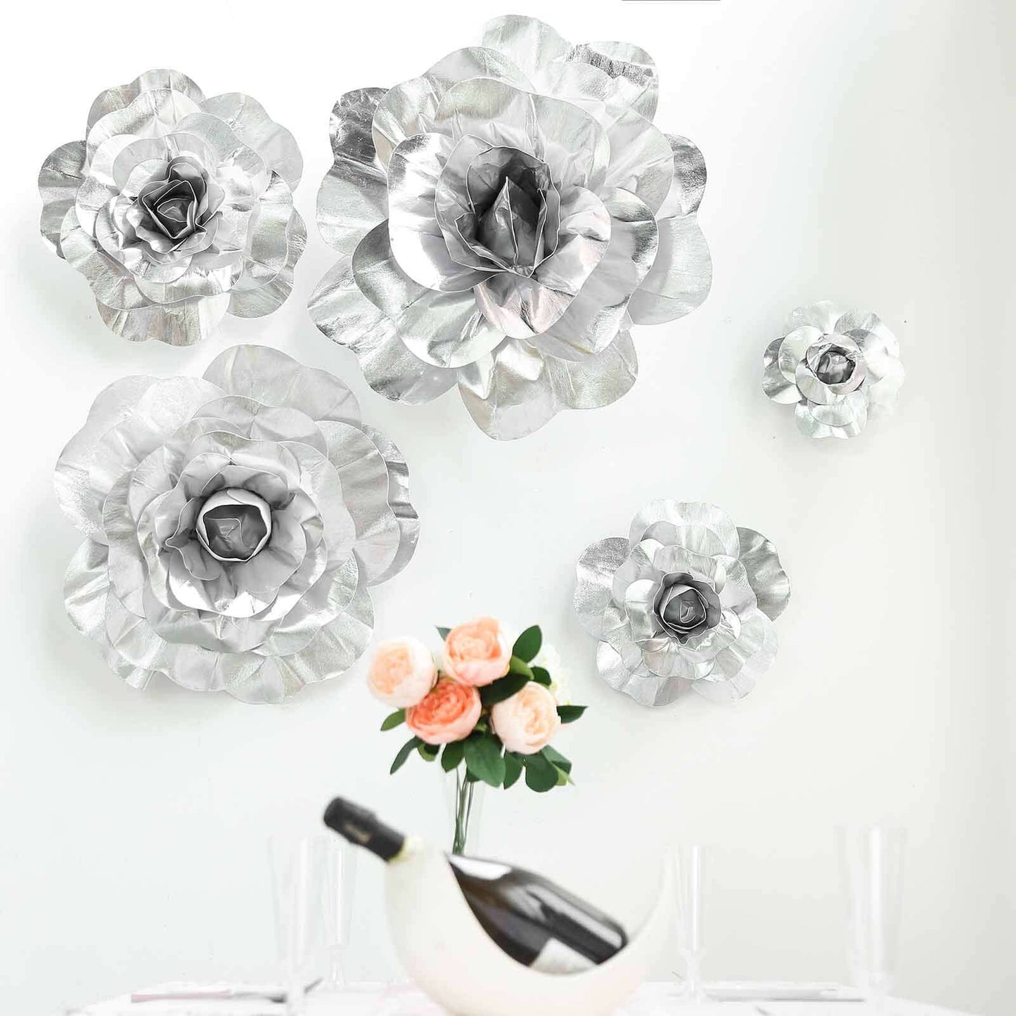 2 Pack 20" Large Silver Real Touch Artificial Foam DIY Craft Roses