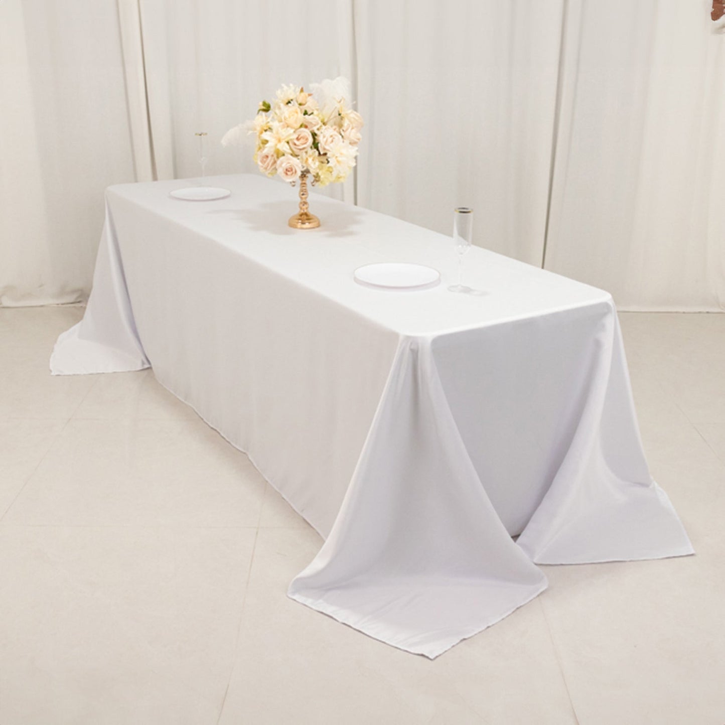 Lamour Satin 90"x156" Rectangle Tablecloth White - Luxurious, Soft Seamless Table Cover for Stylish Settings