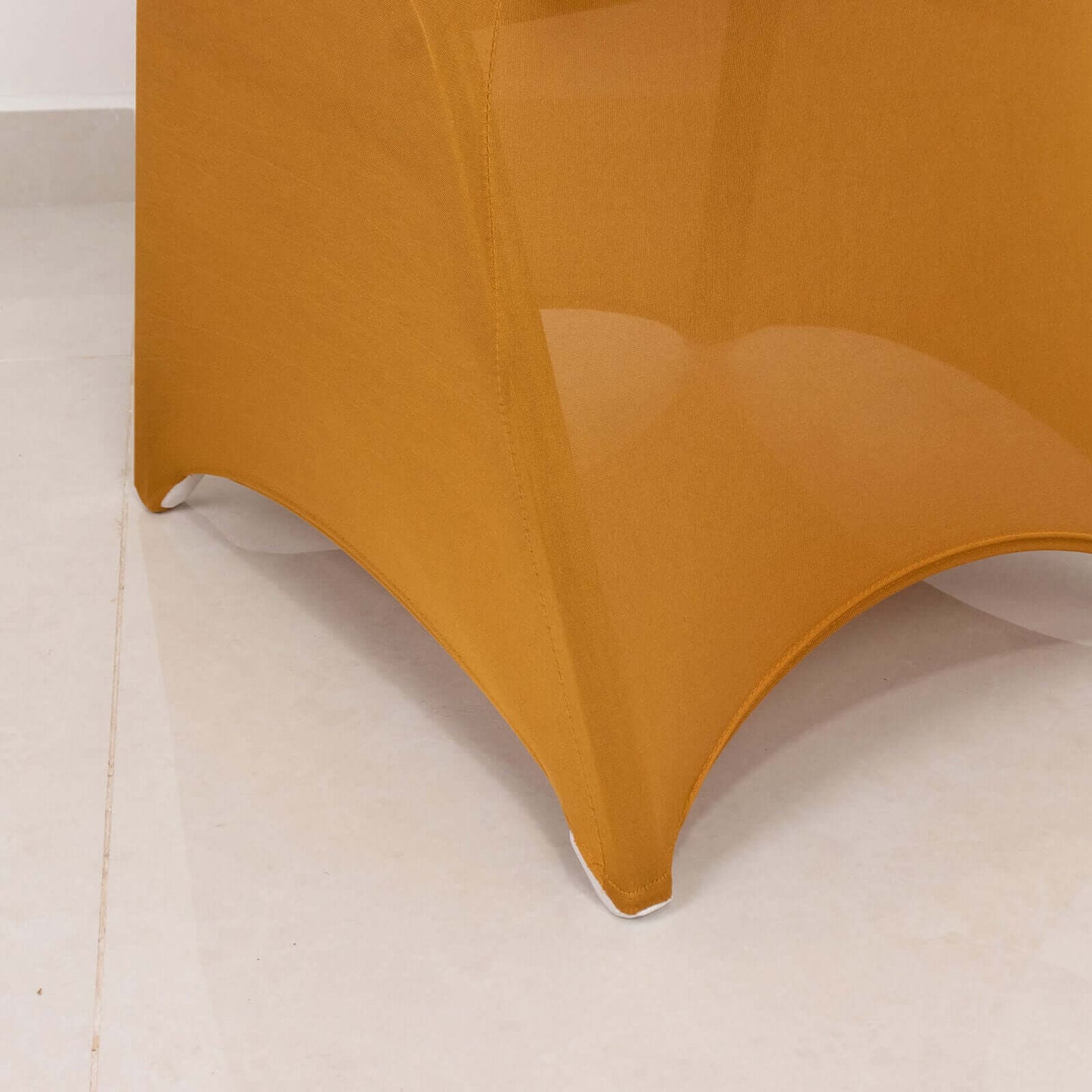 Spandex Chair Cover with Silver Rhinestone Buckled Sash Band Gold - Stylish Stretch Fitted Slipcover for Banquets & Events