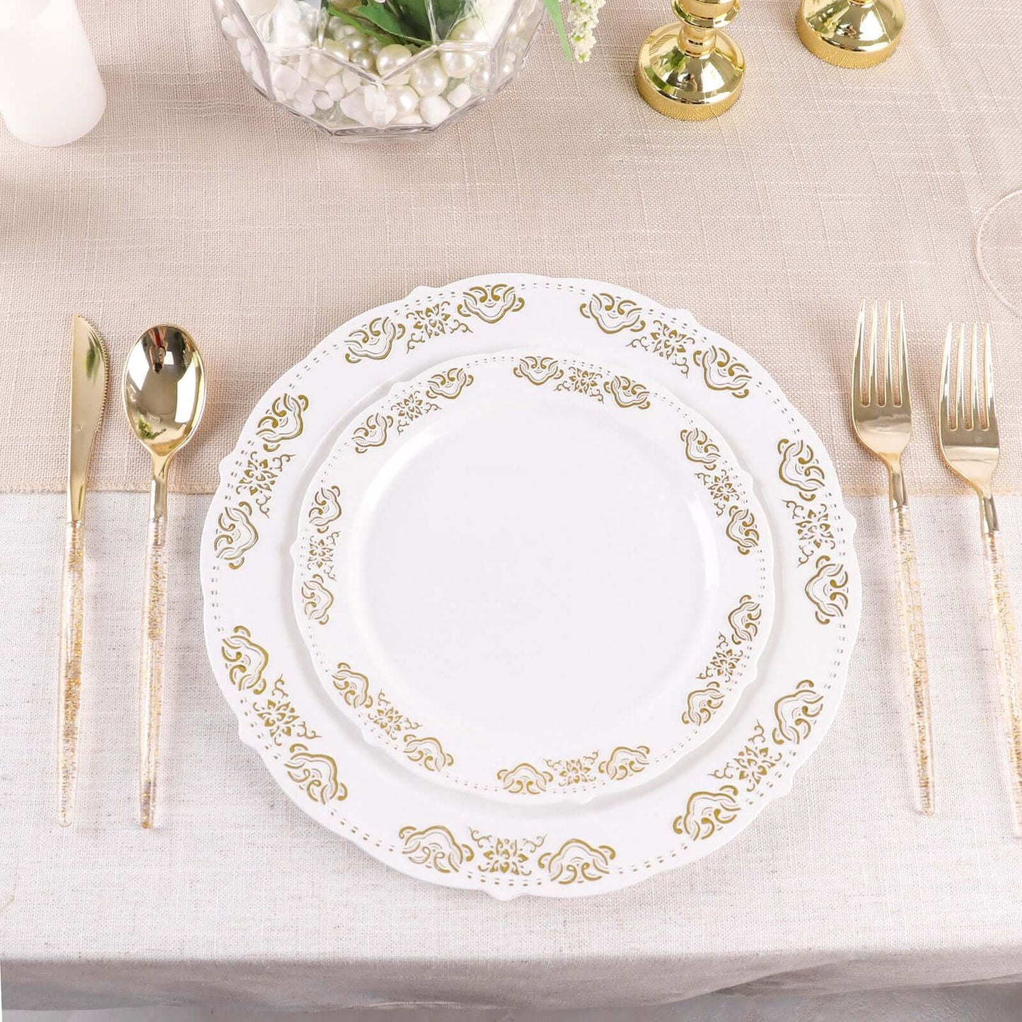 24-Pack Plastic Forks with Gold Glitter - Disposable Silverware Cutlery for Events