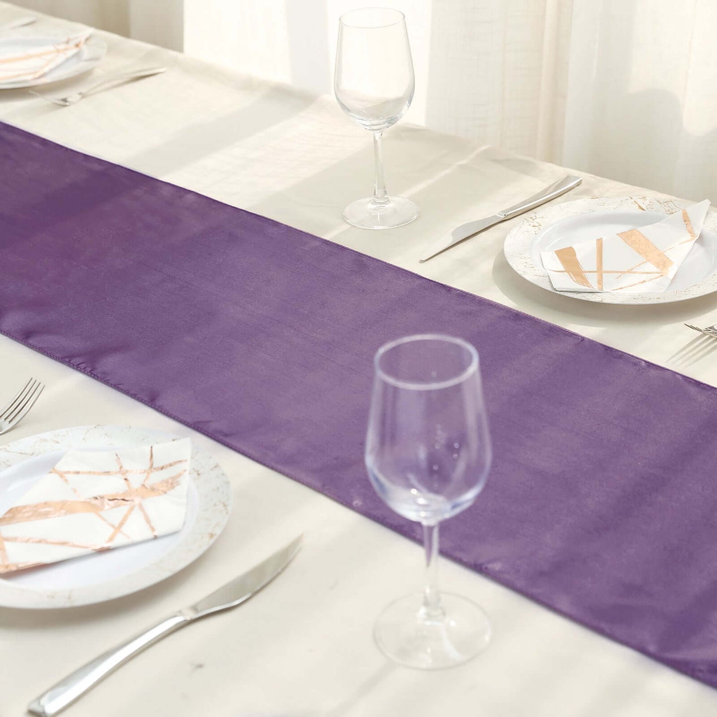 Satin 12"x108" Table Runner Violet Amethyst - Stylish Table Linen