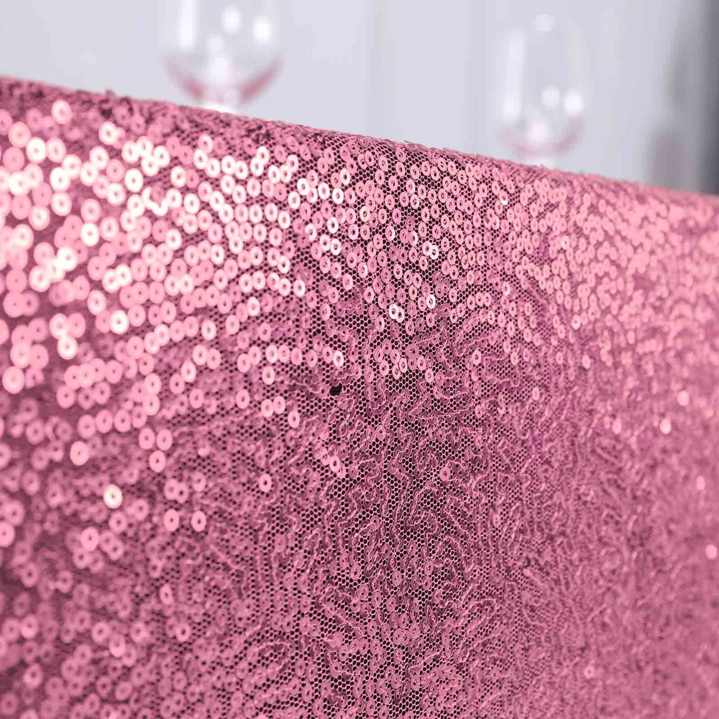 Sequin 90"x156" Rectangle Tablecloth Pink - Seamless Twinkling Table Cover
