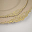 10-Pack Plastic 10" Round Dinner Plates in Taupe with Gold Leaf Embossed Rim - Disposable Vintage Baroque Style Plates