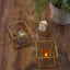 3-Pack Glass Tealight Votive Candle Holders Square Cube Design Clear with Gold Metal Frame - Stackable 3"