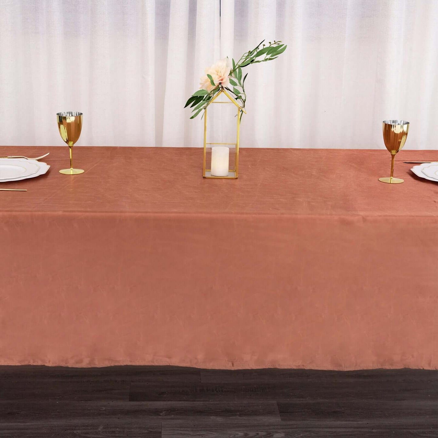 Satin Rectangular 60"x126" Tablecloth Terracotta (Rust) - Smooth and Lustrous Table Cover
