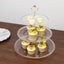 14" Clear 3-Tier Plastic Dessert Display Stand With Beaded Rim, Round Cupcake Tower Tea Party Serving Platter With Top Handle