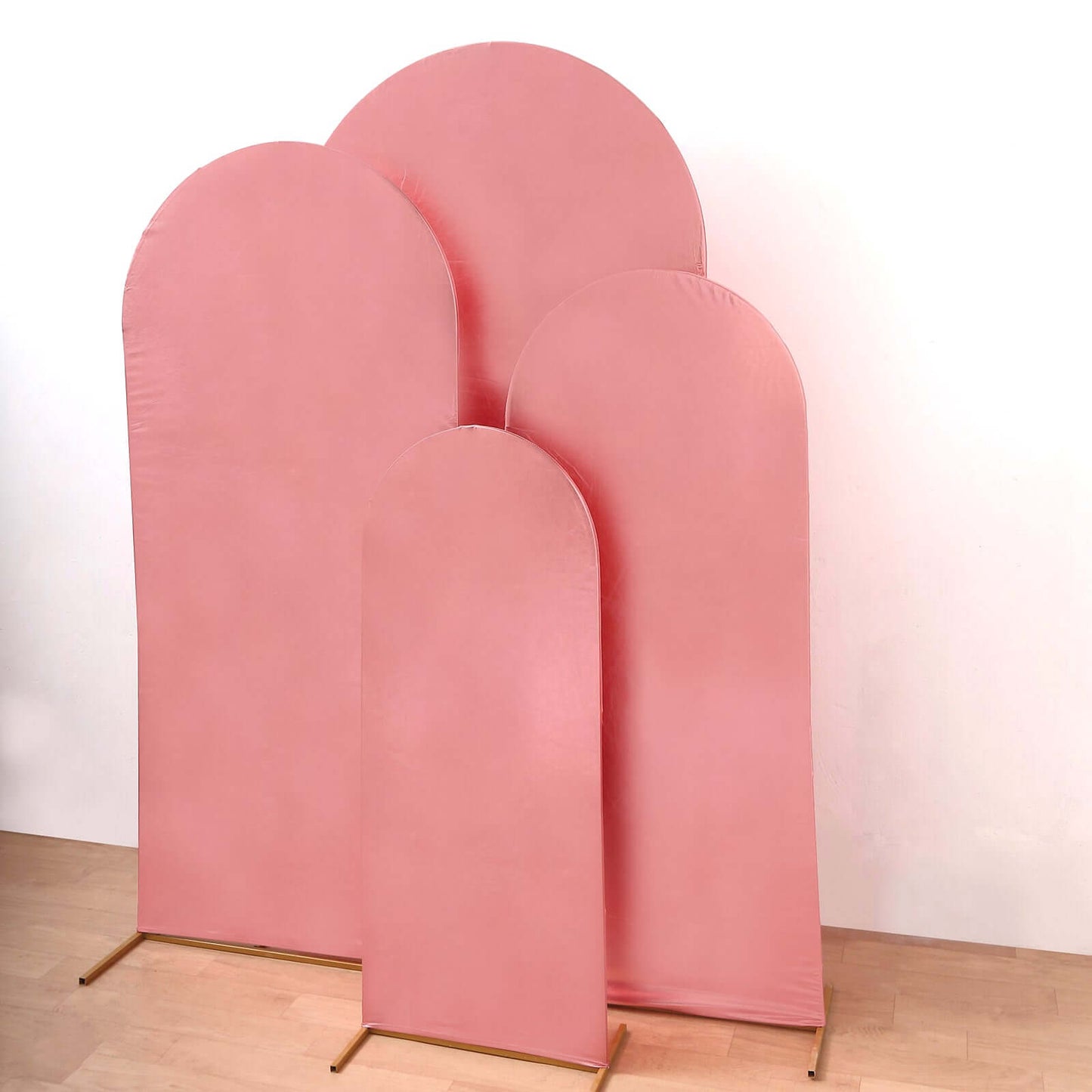 Set of 4 Metallic Rose Gold Shiny Aluminum Alloy Wedding Arch Cover For Round Top Chiara Backdrop Stand - 4ft,5ft,6ft,7ft