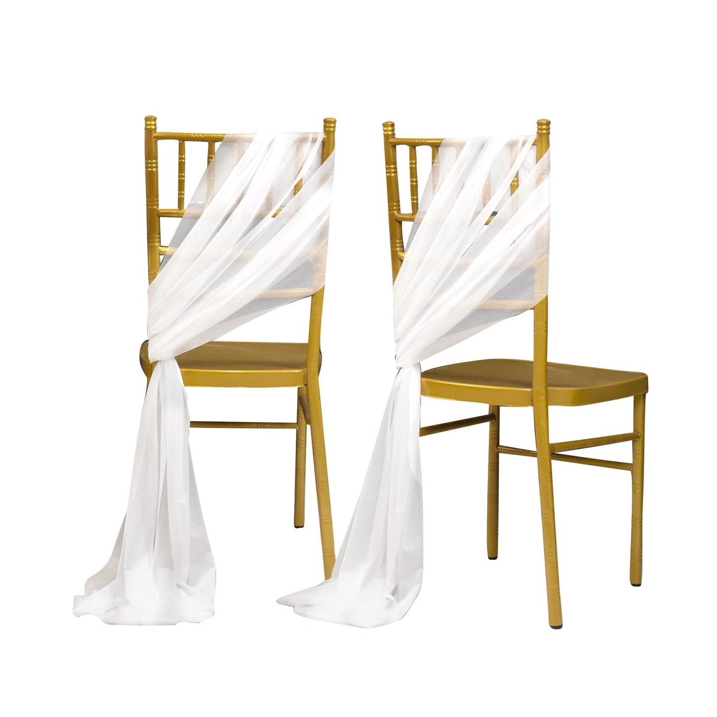 20-Pack Sheer Chair Drape Decor in White â€“ 9ft Shimmer Sash, Wrinkle-Free