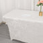 Crushed Velvet Fitted Rectangular 6ft Table Cover White - Wrinkle-Free Stretchy Tablecloth for Weddings and Banquets