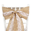 Natural Burlap Chair Sash 5"x108" with Lace Hessian Jute - Rustic Bow Design for Weddings & Gatherings