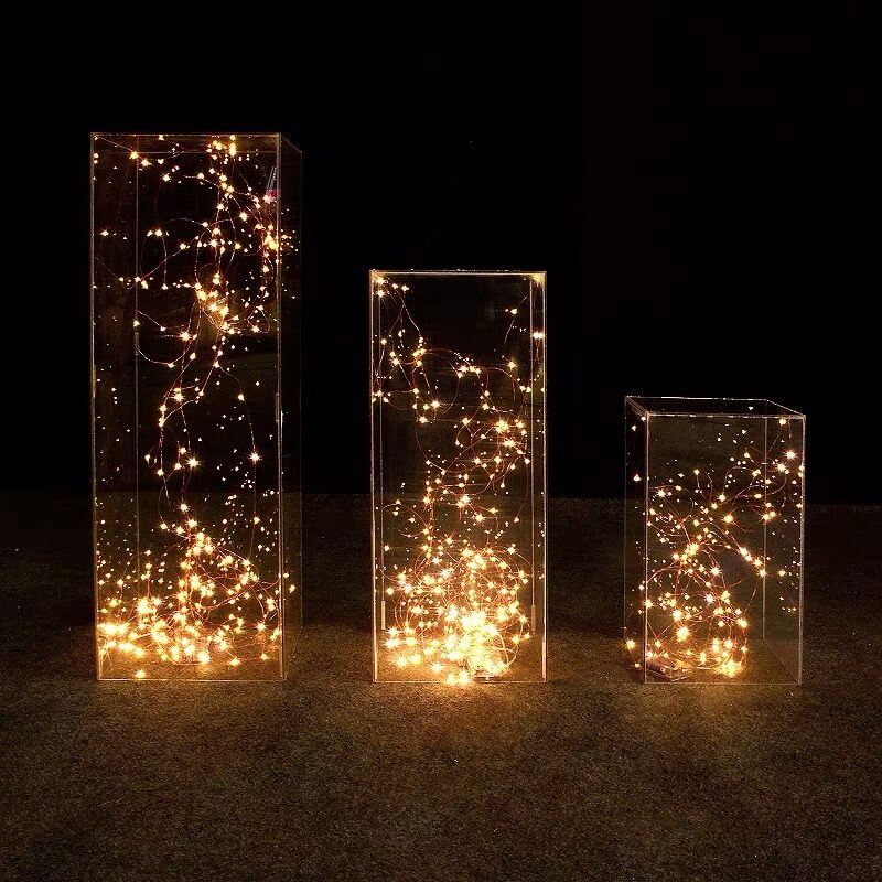 24" Clear Acrylic Display Box, Transparent Pedestal Riser with Interchangeable Lid and Base