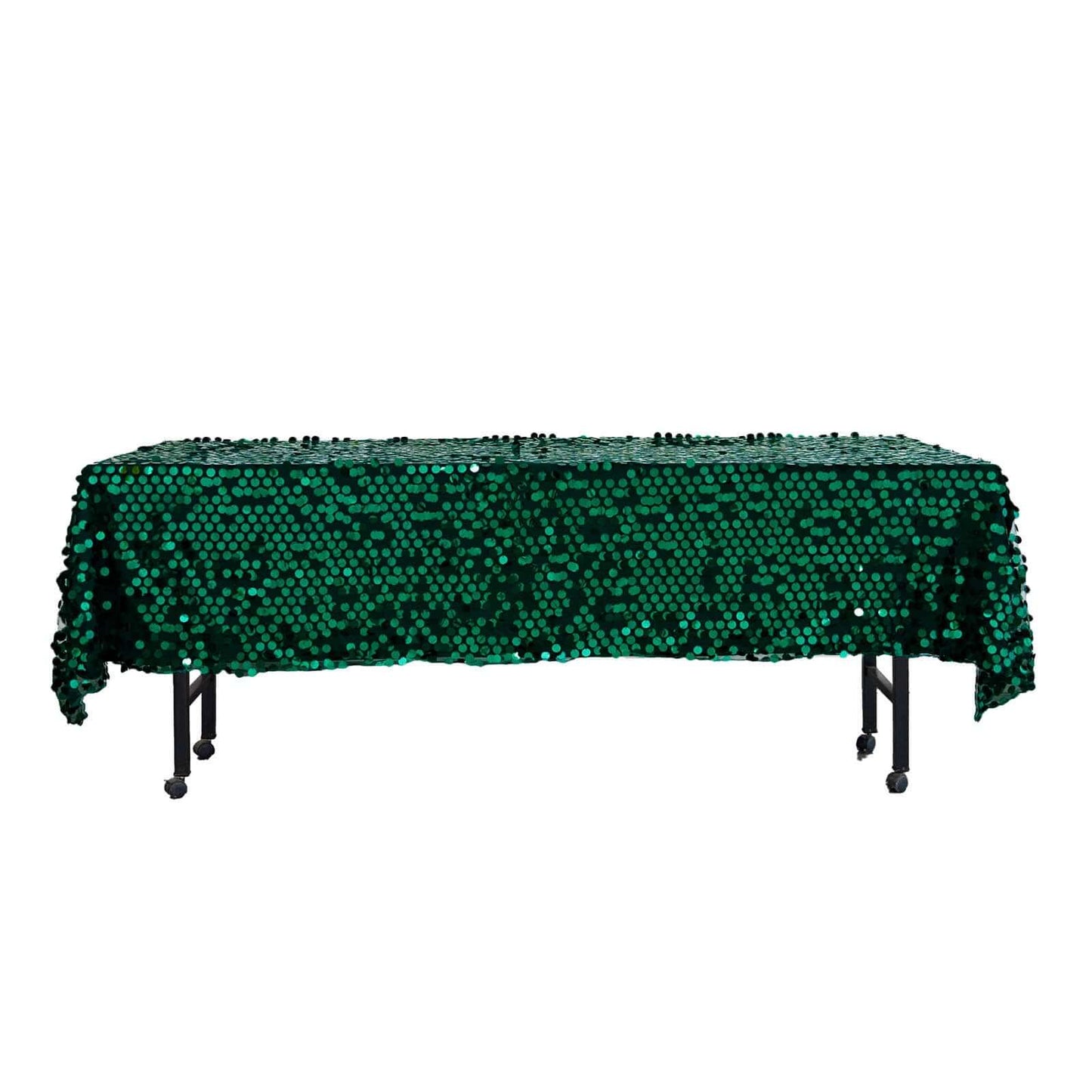 Sequin 60"x102" Rectangle Tablecloth Hunter Emerald Green - Big Payette Design for Modern Gatherings