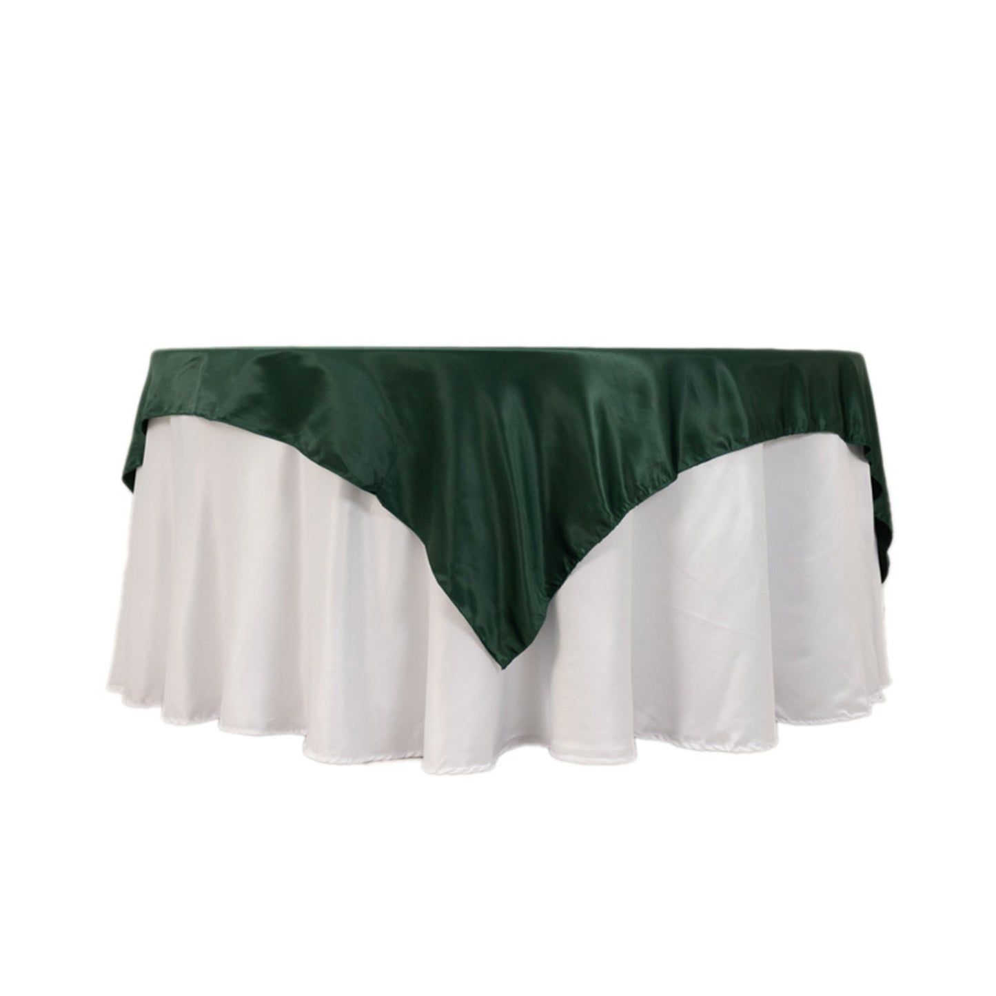 Lamour Satin 72"x72" Table Overlay Square Tablecloth Hunter Emerald Green - Smooth Finish Table Topper
