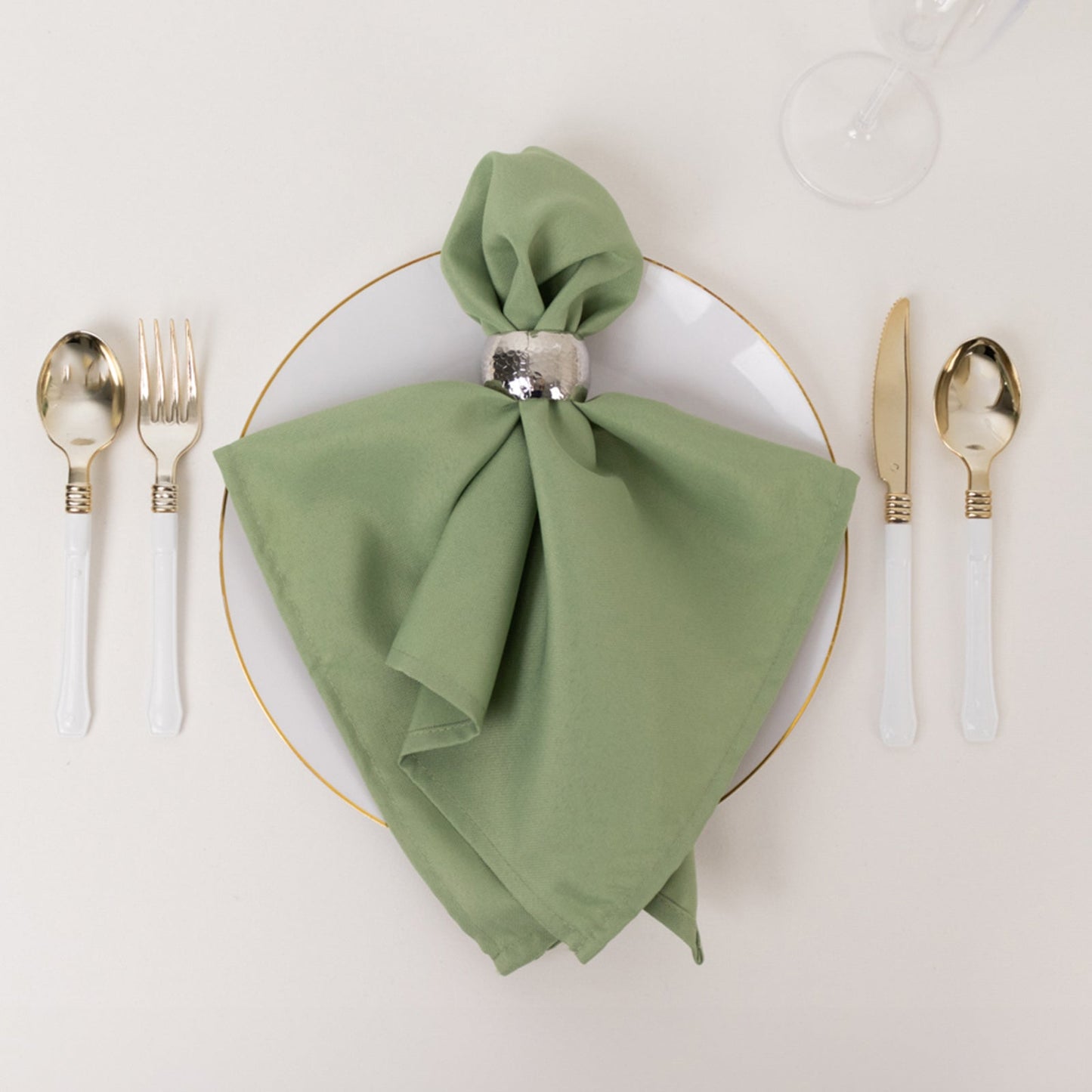 5 Pack Premium Polyester 20"x20" Napkins Sage Green - Wrinkle-Resistant & Durable Dinner Napkins