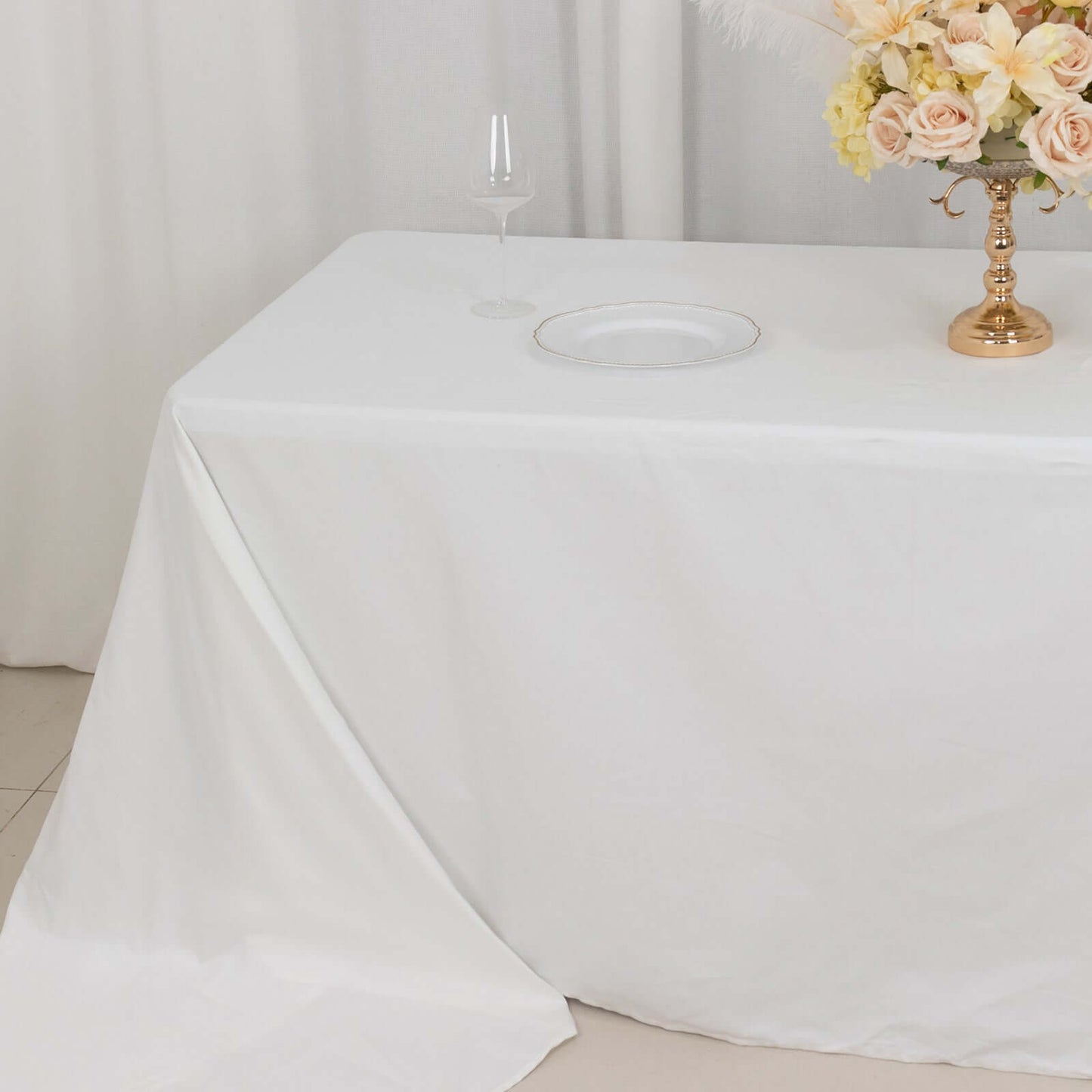 100% Cotton 90"x156" Rectangle Tablecloth White Linen - Seamless, Soft & Breathable Table Cover