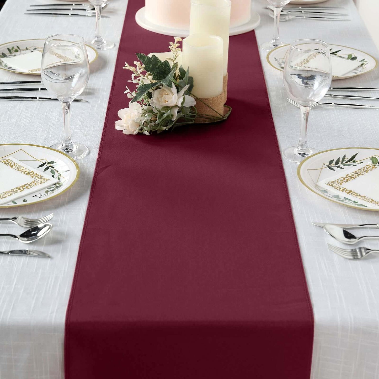 Polyester 12"x108" Table Runner Burgundy - Durable & Wrinkle-Resistant Table Decor
