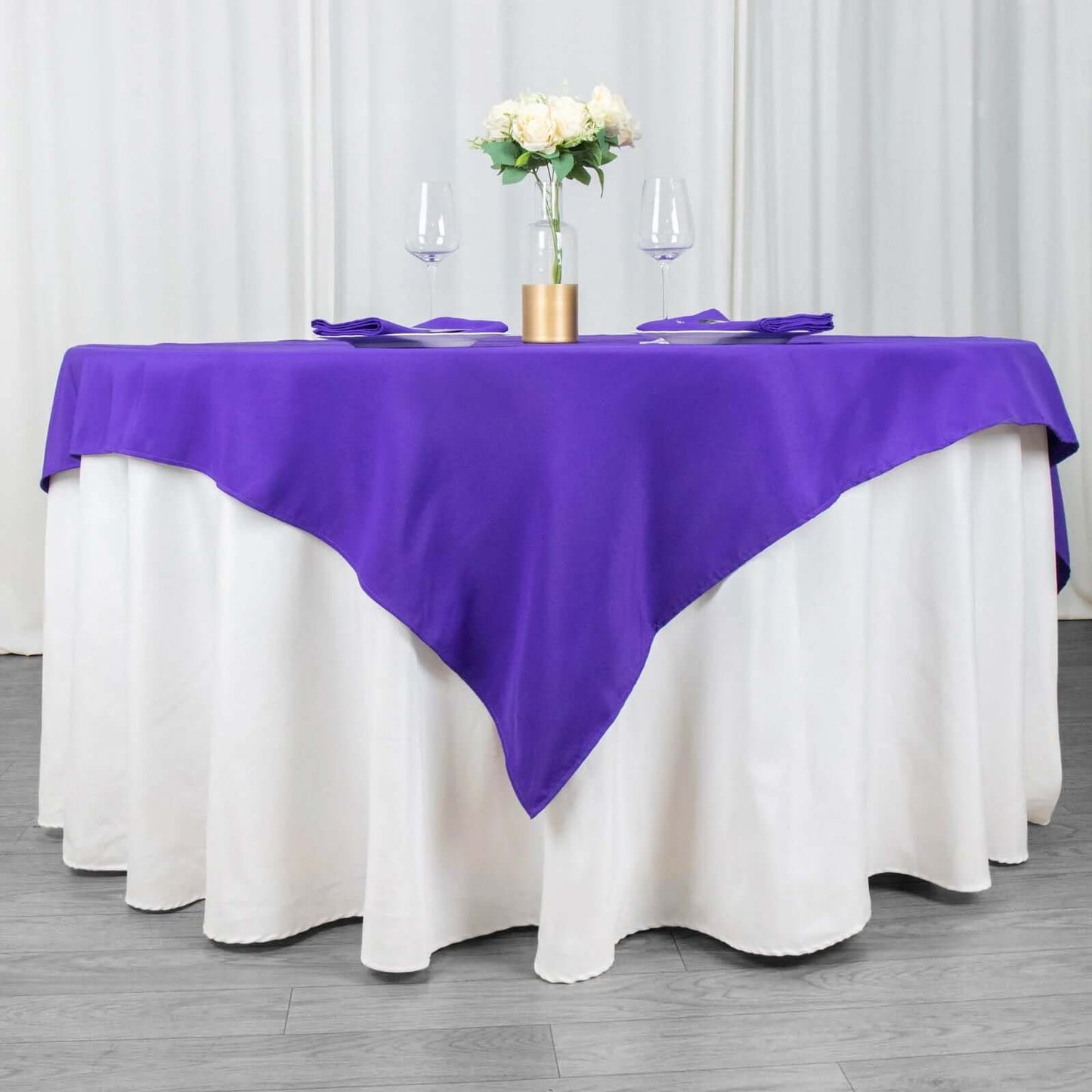 Premium Polyester 70"x70" Table Overlay Square Tablecloth Purple 220GSM Wrinkle-Resistant Table Cover