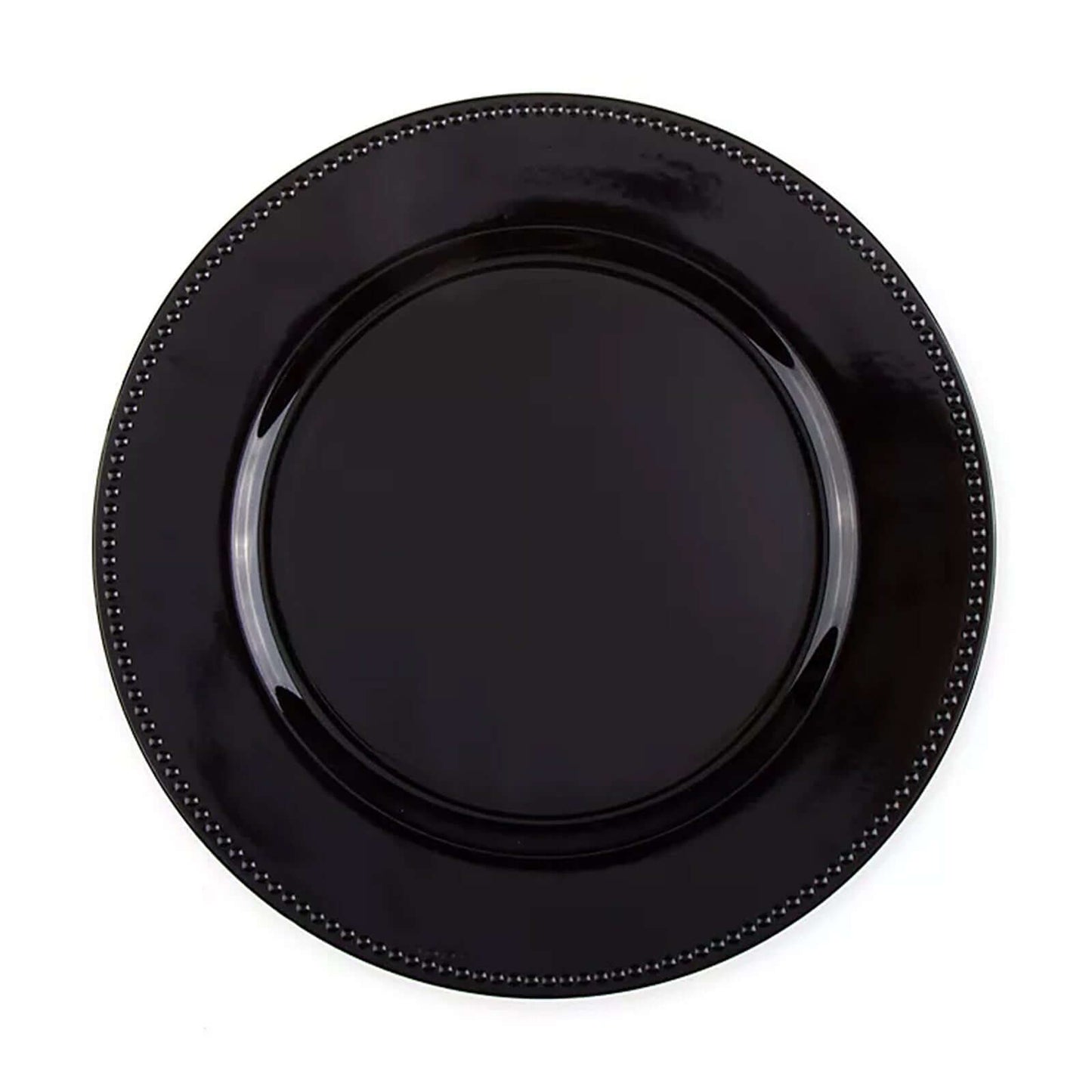 6-Pack Acrylic Round Charger Plates 13" in Black with Beaded Rim, Dinner Charger Event Tabletop Decor