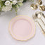 10-Pack Plastic 8" Round Dessert Plates in Blush with Gold Scalloped Rim - Disposable Appetizer/Salad Plates