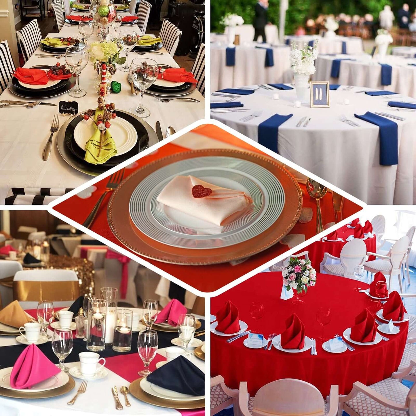 5 Pack Polyester 17"x17" Napkins Cinnamon Brown - Durable & Wrinkle Resistant Dinner Napkins