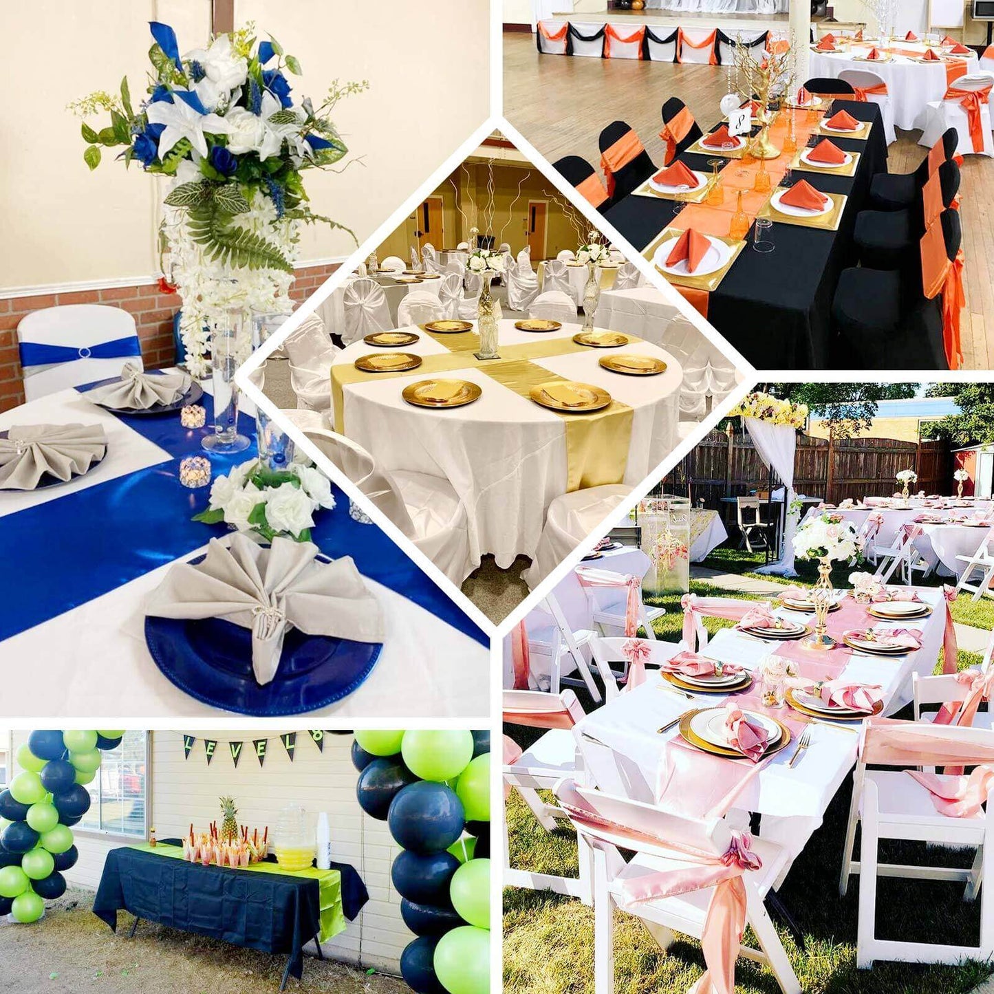 Satin 12"x108" Table Runner Royal Blue - Stylish Table Linen