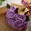12" Lavender Lilac Artificial Velvet-Like Fabric Rose Flower Bouquet Bush