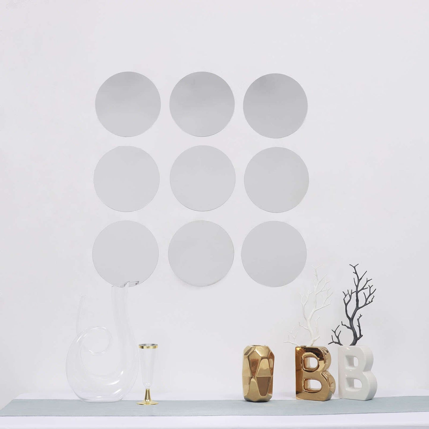 12 Pack Round Acrylic Mirror Wall Stickers, 8" Removable Wall Decals For Home Decor