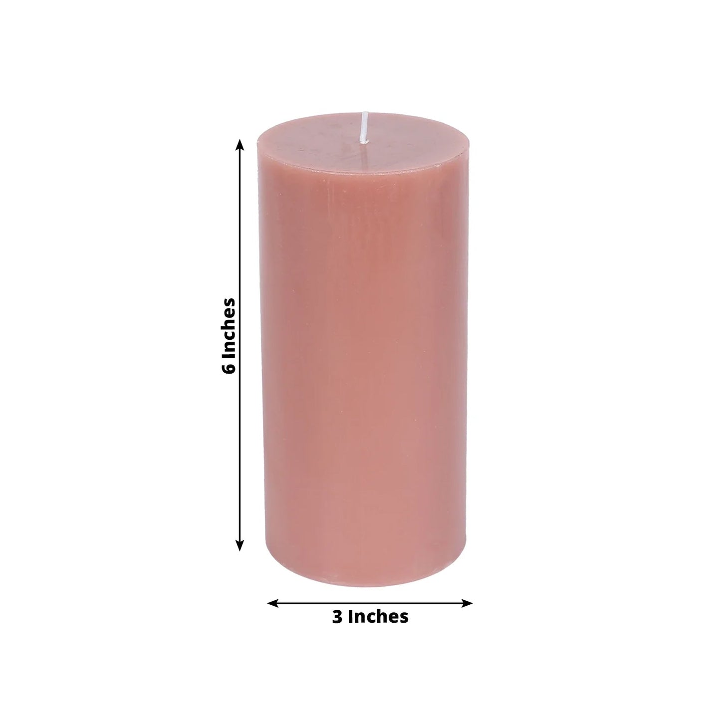 12-Pack 3"x6" Unscented Dripless Pillar Candles â€“ Dusty Rose Long-Burning Paraffin Wax with Cotton Wicks