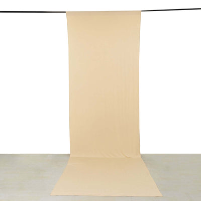 Beige 4-Way Stretch Spandex Event Curtain Drapes Wrinkle Free Backdrop Event Panel with Rod Pockets - 5ftx16ft