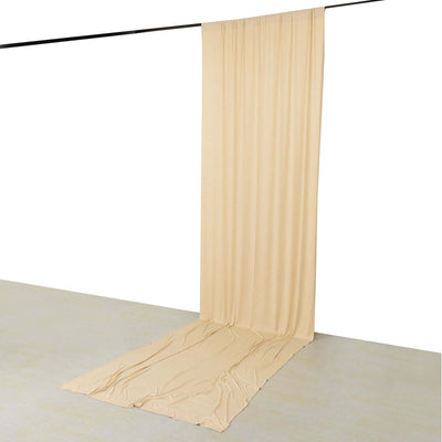 Beige 4-Way Stretch Spandex Event Curtain Drapes Wrinkle Free Backdrop Event Panel with Rod Pockets - 5ftx16ft